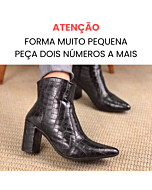 Bota Salto Bloco Croco Preta