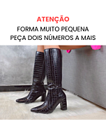Bota Cano Alto e Salto Bloco Croco Preta