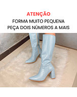 Bota Cano Alto e Salto Bloco Croco Azul