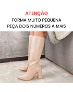 Bota Cano Alto e Salto Bloco Croco Nude