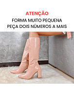 Bota Cano Alto e Salto Bloco Croco Rosê