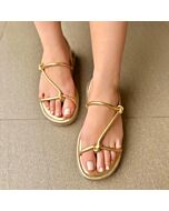 Sandália Papete Tiras Finas Ouro