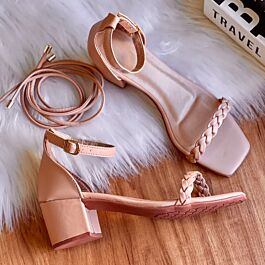 Sandália Salto Bloco Miah Nude Loja de Sapatos Femininos no Atacado