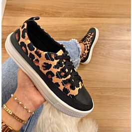 Sapatos Femininos Animal Print Tenis Zapatillas Bajas Blancas Ante