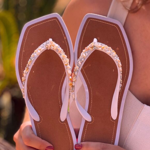 Chinelo Praia Branca Loja de Sapatos Femininos no Atacado