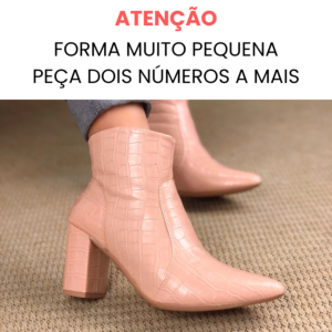 Bota Salto Bloco Croco Rosê
