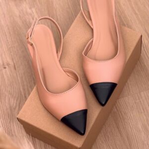 Sapatilha Slingback Bico Fino Verniz Cor Rosado