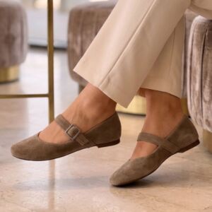 Sapatilha Mary Jane Camurça Cinza