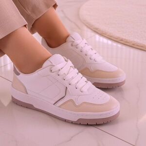 Tênis Casual Feminino Inspired Branco Detalhe Lilás