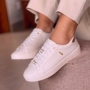 Tênis Casual Feminino Com Enfeites Cor Off
