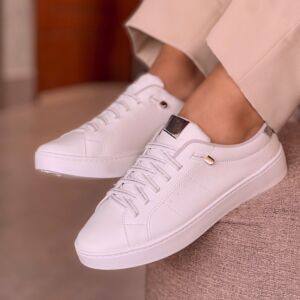Tênis Casual Feminino Básico Livy Branco-Prata