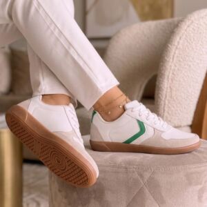Tênis Elegance Branco Com Detalhe Verde