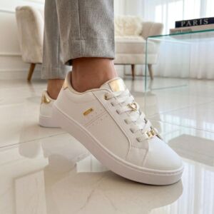 Tênis Casual Feminino Com Enfeites Cor Off